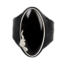 Usado, Bracelete de couro preto BR559 Art Deco chifre de cobra comprar usado  Enviando para Brazil