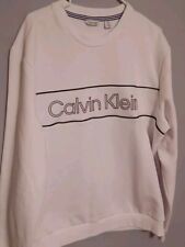 Usado, Suéter branco extra grande Calvin Klein com linhas pretas 72% algodão 28% poliéster  comprar usado  Enviando para Brazil