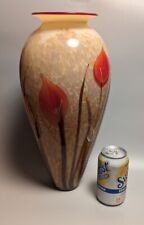 Massive 15.5" Rick Richard Satava Studio Art Glass Floral Vase Signed 2001 for sale  Shipping to South Africa