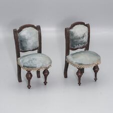 A Pair Of Antique German Blue Upholstered Dolls House Chairs for sale  Shipping to South Africa
