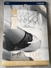 M & S SMOOTH LACE TOP STOCKINGS ~ MEDIUM ~ 7 DENIER ~ IVORY~ REINFORCED TOE for sale  Shipping to South Africa