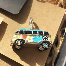 Autobús hippy VW plata esterlina esmaltado años 60 contracultivo colgante joyería segunda mano  Embacar hacia Argentina