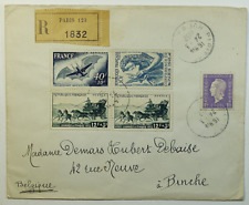 1952 Francia Cubierta Registrada París a Binche Bélgica segunda mano  Embacar hacia Mexico
