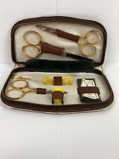 Kit de tesoura vintage Clauss manicure pedicure conjunto estojo de couro EUA comprar usado  Enviando para Brazil