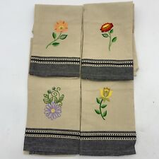 Lote 4 toalhas de prato de algodão bordadas florais 4 flores diferentes todas de algodão bege comprar usado  Enviando para Brazil