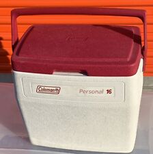 Used, Coleman Personal 16 QT Cooler 5274 Maroon / White w/ Handle & Cup Holder Lid VTG for sale  Shipping to South Africa