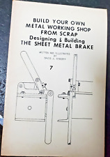 Construye tu propio taller de metal #7 freno de chapa David J. Gingery 1985 segunda mano  Embacar hacia Argentina