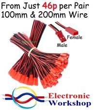 Conectores plugue JST 2 pinos cabos vermelhos 3, 5, 10 PARES 10cm e 20cm 24AWG vendedor do Reino Unido, usado comprar usado  Enviando para Brazil