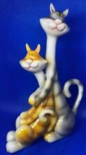 Estatuilla vintage de gatos atigrados para pareja amorosa abrazándose segunda mano  Embacar hacia Argentina