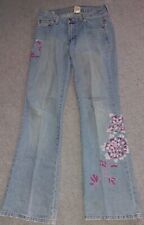 Women’s Vintage Z Cavaricci  Beaded Pink Floral Bootcut Light Wash Jeans Size 8 for sale  Plainfield