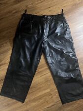 Pantalones de cuero negro Wilson motocicleta rock grunge pierna ancha M Julian 38x27, usado segunda mano  Embacar hacia Mexico