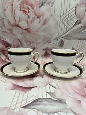 Royal Grafton Green Set of 2 tea cups & saucers. Gold Banding for sale  Shipping to South Africa