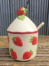 Strawberry ceramic preserve for sale  Shipping to Ireland