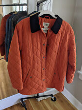 VINTAGE LL BEAN Women's M Quilted ORANGE Corduroy Collar Barn Jacket Chore Coat  for sale  Kansas City
