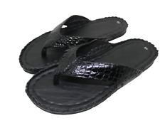 Sandálias masculinas pretas de couro de jacaré de crocodilo genuíno feitas à mão tamanho personalizado comprar usado  Enviando para Brazil