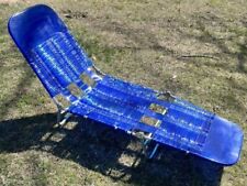 Antigo anos 90 Tri-Folding Azul Vinil Geléia PVC Tubo Chaise Gramado Lounge Chair Piscina Lago comprar usado  Enviando para Brazil