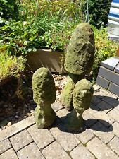 Used, 3 Vintage STONE GARDEN TOADSTOOLS MUSHROOM STAKES Well Weathered Graduated Set 3 for sale  Shipping to South Africa