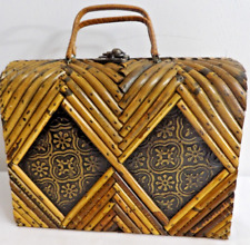 VINTAGE BAMBOO WOOD PURSE HANDBAG HOBO BOHO TOP HANDLE HINGED LATCHED MINTY! for sale  Shipping to South Africa