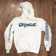 React! Records CHANGE Straight Edge White Hooded Sweatshirt Champion SXE Size L til salgs  Frakt til Norway