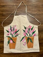 Usado, Avental de tulipas pintado à mão flores vasos florais bolsos presente assinado jardineiro rosa comprar usado  Enviando para Brazil