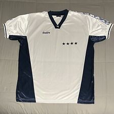 Camiseta deportiva vintage de fútbol Diadora brillante blanca azul marino talla XL-2XL Y2K segunda mano  Embacar hacia Argentina