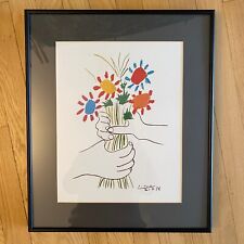 Used, Pablo Picasso Bouquet Of Peace Flowers 1958 Matted Metal Framed Art Print 18x15 for sale  Shipping to South Africa