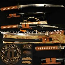 1095 Steel Clay Tempered Full Tang Blade JAPANESE Samurai Sword Wakizashi Sharp for sale  Shipping to South Africa