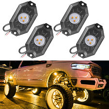 4x Amber LED Underbody Lights For Truck Bed/Trailer/SUV/ATV/UTV/RZR Rock Light , used for sale  Shipping to South Africa