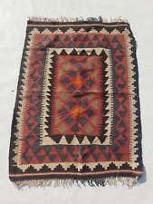 Fine Vintage Traditional Hand Made Oriental Wool Brown Kilim 3.3x2.6ft, used for sale  Shipping to South Africa