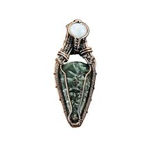 Seraphinite Wire Wrapped Pendant Handcrafted Copper Holiday Jewelry 2.56", used for sale  Shipping to South Africa
