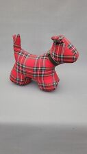 Red tartan Scottie dog door stop wish original leather collar small 700g for sale  Shipping to Ireland
