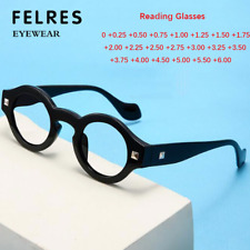 Óculos de leitura masculino redondo armação grossa azul luz bloqueio lentes transparentes novo comprar usado  Enviando para Brazil