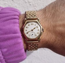 Usado, 1935 Stolkace relógio octógono de ouro maciço 9 quilates com algarismos Breguet e pulseira de montagem comprar usado  Enviando para Brazil