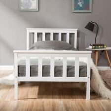 Single Bed Wooden Frame White Solid Pine for Adults, Kids, Teenagers for sale  Shipping to South Africa