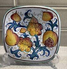 SIGNED HANDMADE ITALIAN WALL PLATE, CAFF GUBBIO Fruit, Leaves 6”x6” for sale  Shipping to South Africa