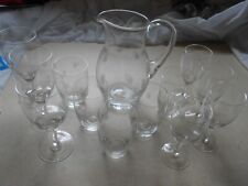 VINTAGE CUT GLASS JUG & GLASSES SET - Tumbler, Wine, Port - Flower Design - Pimm for sale  Shipping to South Africa