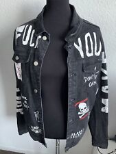 Jeansjacke painted schwarz gebraucht kaufen  Berlin