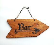 "de colección BAR letrero de madera colgante flecha metal cadena rústico hecho a mano pub café arte 12" segunda mano  Embacar hacia Argentina