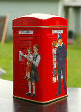 British Telephone GR Stamps Post Box Booth Piggy Coin Bank Empty Metal Tea Tin, used for sale  Shipping to Canada