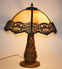 Used, ANTIQUE HIGH RELIEF DRAGON LAMP BASE W/SLAG PANEL GLASS SHADE (2 missing panels) for sale  Shipping to South Africa
