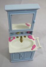 FISHER PRICE Loving Family Dollhouse BLUE BATHROOM VANITY SINK Medicine Cabinet, used for sale  Shipping to South Africa