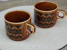 2 Hornsea Heirloom Brown Tea Cups Used for sale  IPSWICH