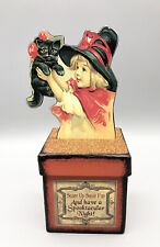 Chapéu estilo vitoriano caixa de doces Halloween menina bruxa gato preto assustar diversão, usado comprar usado  Enviando para Brazil
