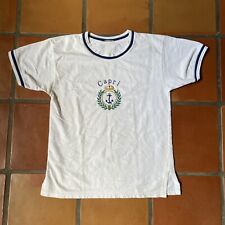 Camiseta Vintage Capri Italia Para Hombre Pequeña Blanca Ringer Bordada Ancla Marinero segunda mano  Embacar hacia Argentina