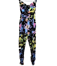 Full Circle Trends Womens Galaxy Tie Dye Jumpsuit Medium Strapless Black Multi for sale  Shipping to South Africa