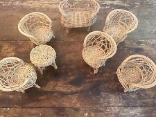 DOLLHOUSE Wicker Mini Furniture 4.5” Love Seat, Chairs & Table/Stool Lot Of 7 for sale  Shipping to South Africa
