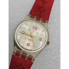 Reloj Swatch 1999 vintage suizo plata aceroers esfera estrellas tejido tela roja superior segunda mano  Embacar hacia Argentina