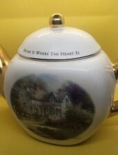 Thomas Kinkade Teapot "Home Is Where The Heart Is" Tea Pot Gold Trim Teleflora for sale  Shipping to South Africa