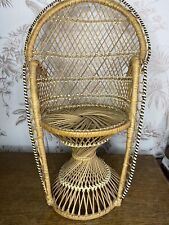 Vintage Boho Retro Wicker Rattan Peacock Chair MCM 60s Small for sale  Shipping to South Africa