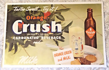 Used, RARE 1950s ORANGE CRUSH "And MILK" LITHO POSTER SIGN.....NOS & NICE! for sale  Shipping to South Africa